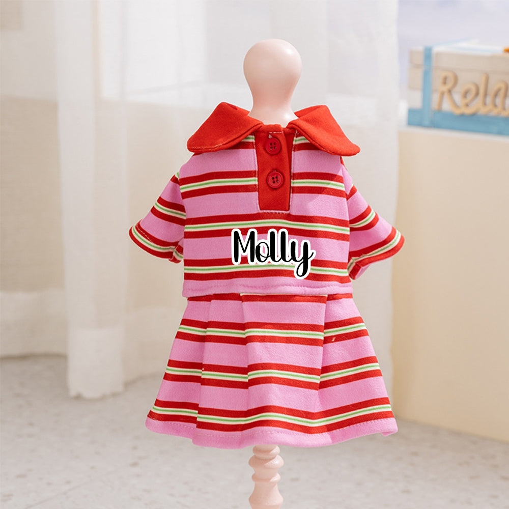 Robe d'été rayée personnalisée avec nom pour animaux de compagnie | inCloth48