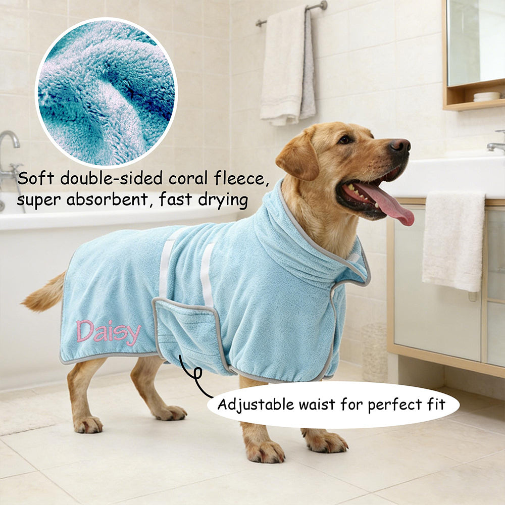 Personalized Embroidered Name Absorbent Quick Dry Pet Towel Coat | inCloth74
