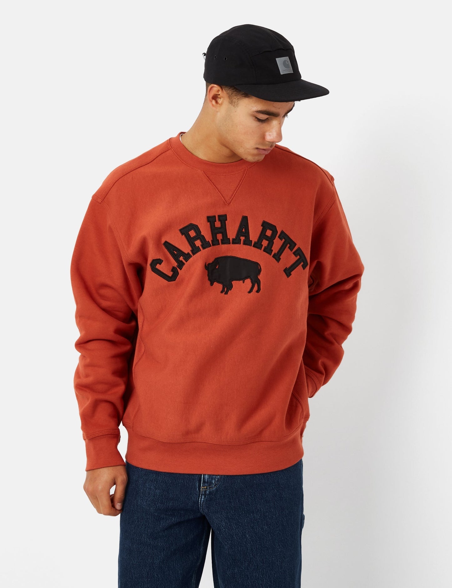 Locker-Sweatshirt – Aschgrau Meliert/Braun