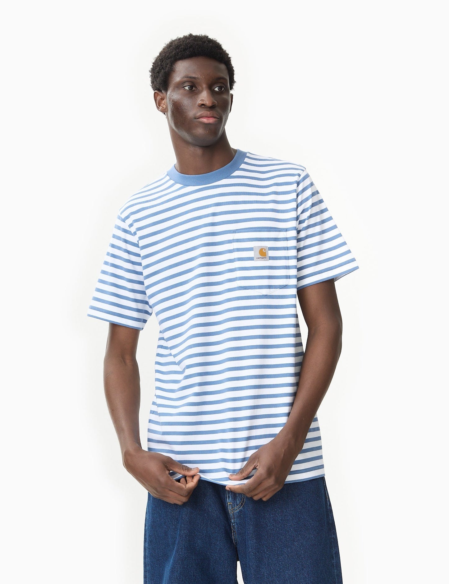 Seidler Streifen-T-Shirt mit Tasche – Schwarz/Weiß