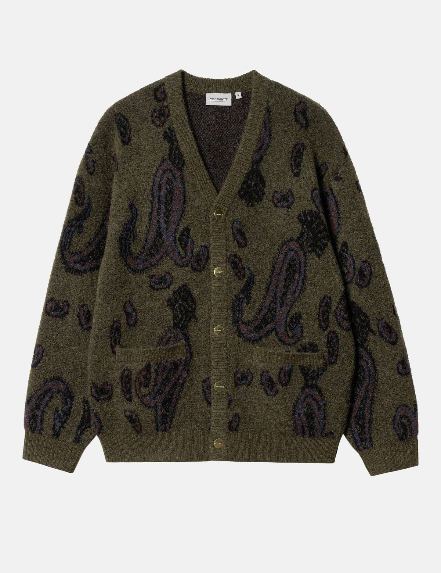 Strickjacke Medford (Paisley-Jacquard) – Pflanzengrün