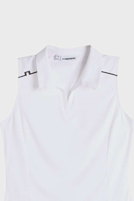 Leah Sleeveless Polo / White
