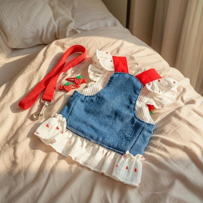 Personalized Name Denim Dress with Leash | inCloth14