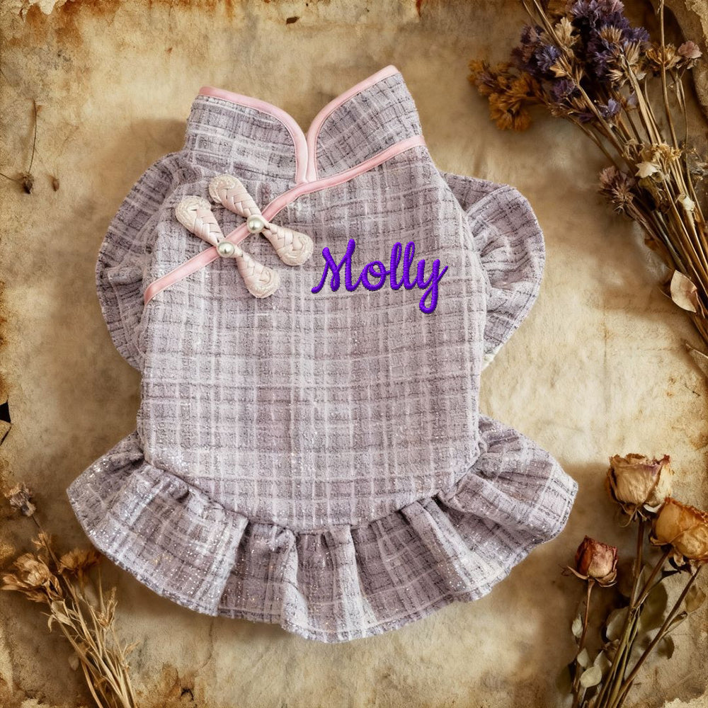 Robe élégante personnalisée pour animaux de compagnie avec nom brodé | inCloth09