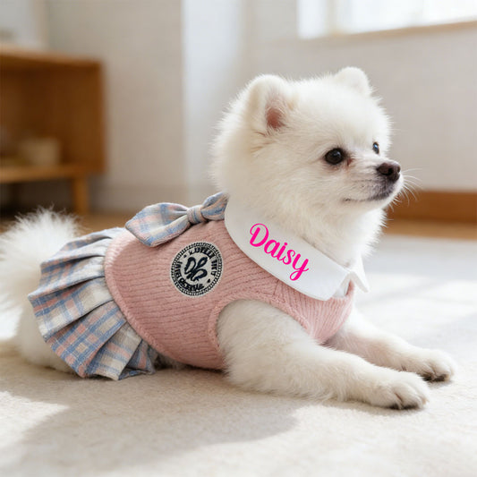 Robe style écolière personnalisée pour animaux de compagnie | inCloth27