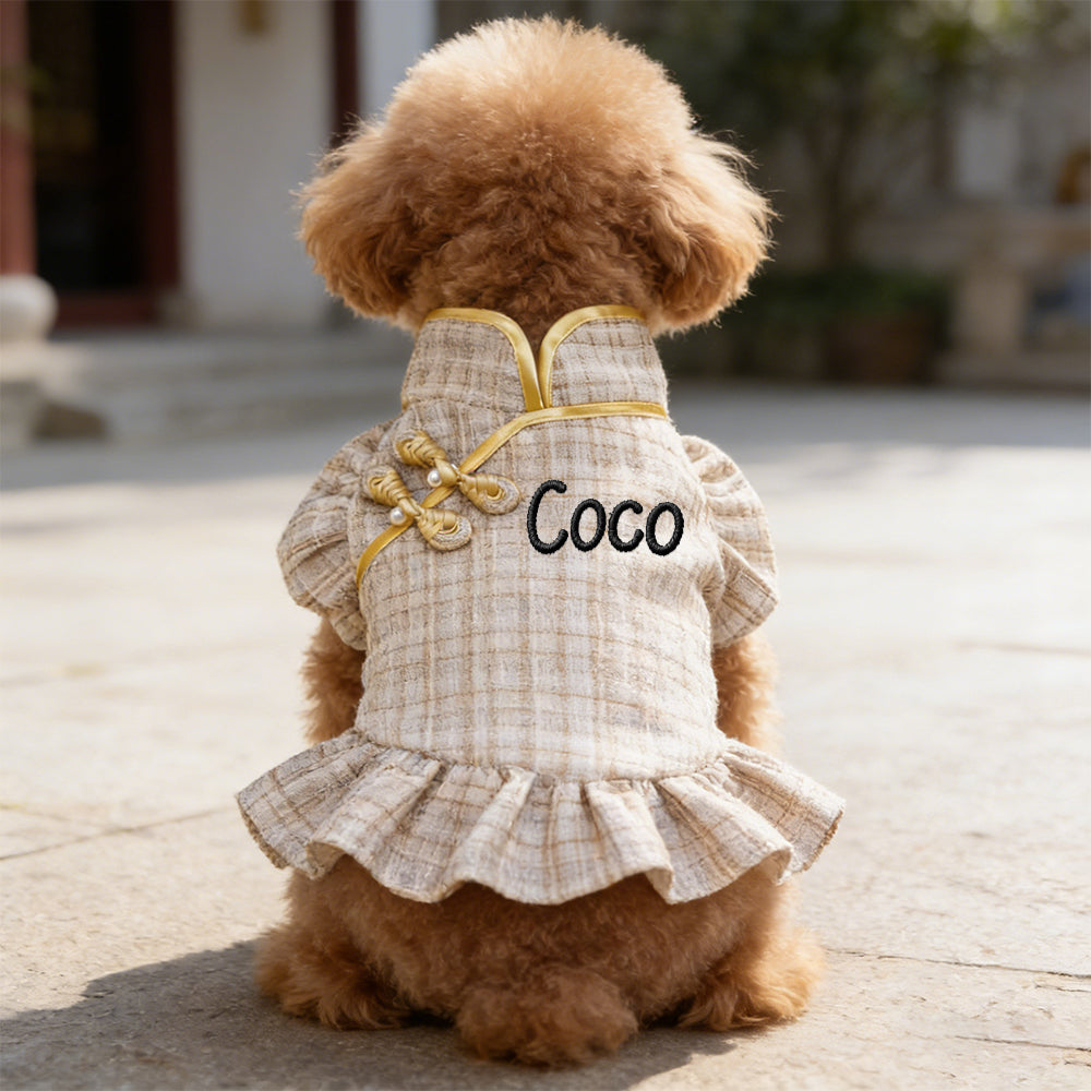 Robe élégante personnalisée pour animaux de compagnie avec nom brodé | inCloth09