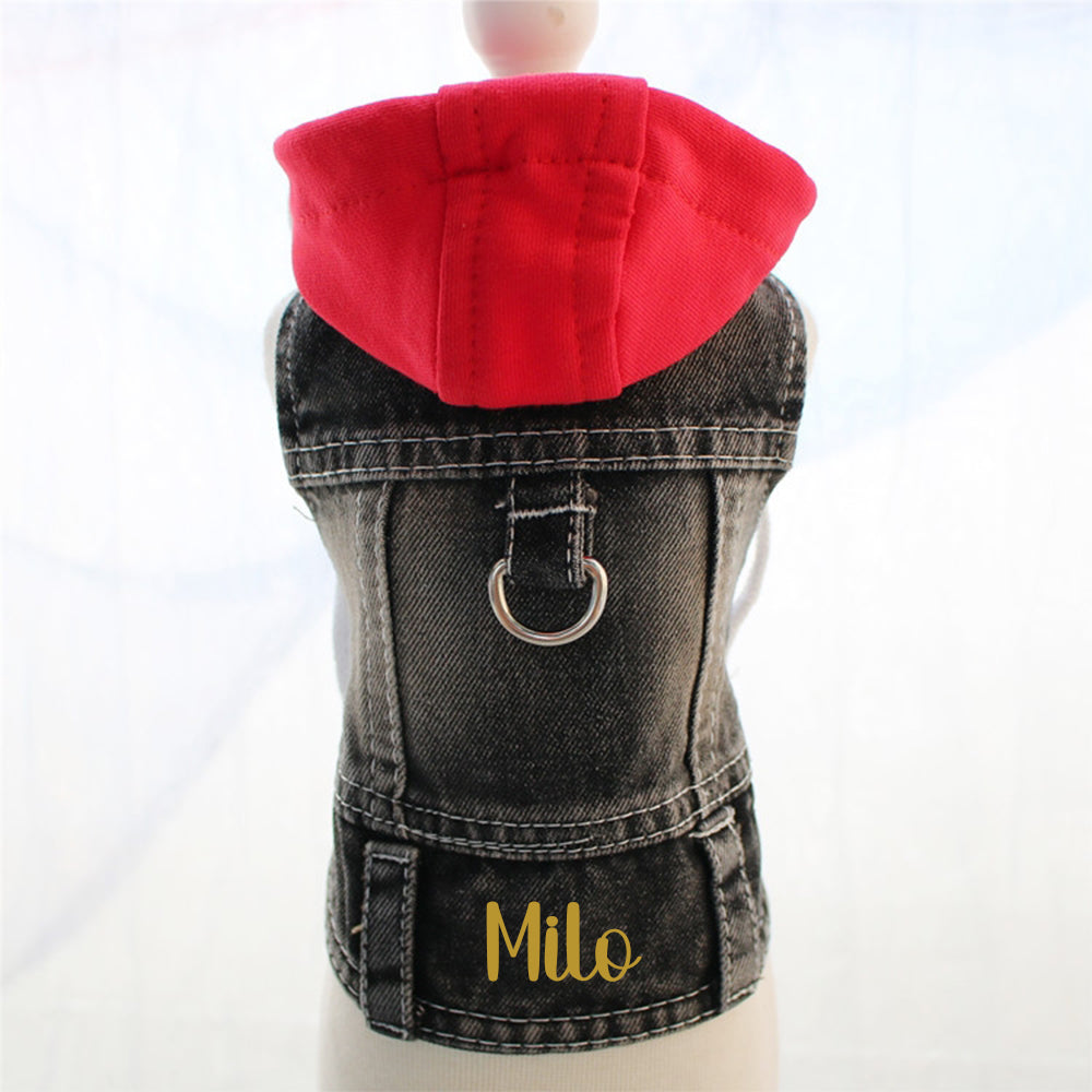 Veste à capuche en jean personnalisée pour animaux de compagnie | inCloth60