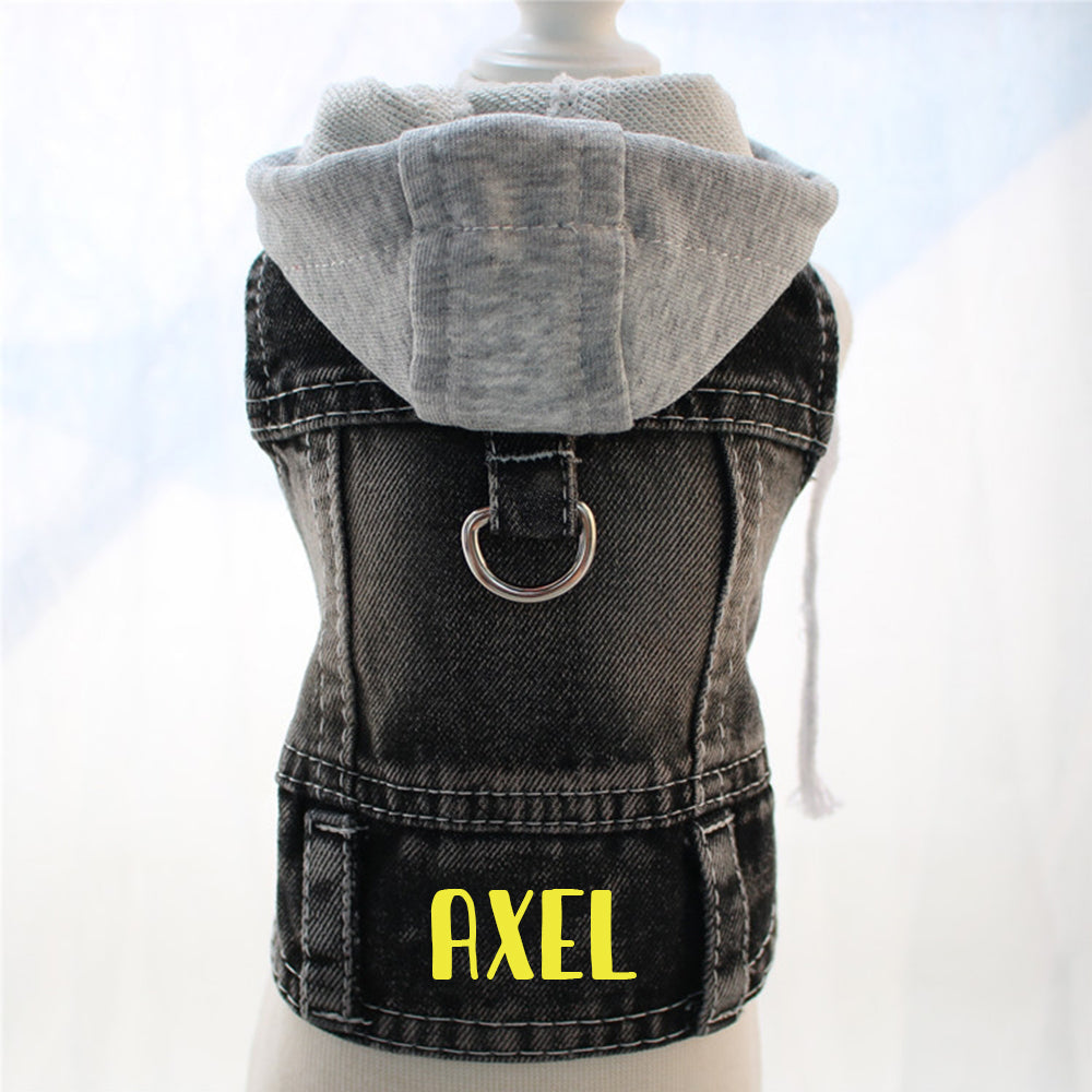 Veste à capuche en jean personnalisée pour animaux de compagnie | inCloth60