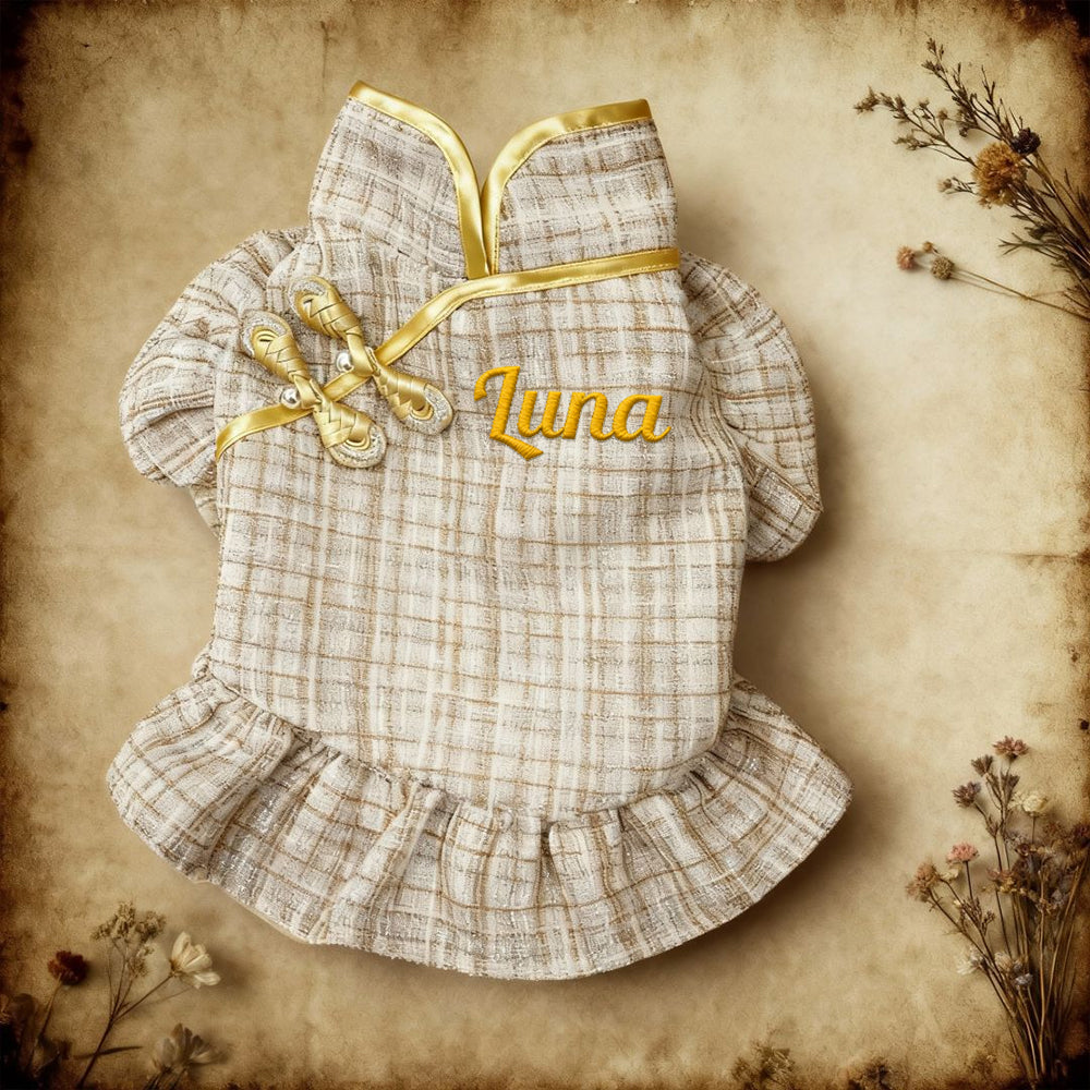 Robe élégante personnalisée pour animaux de compagnie avec nom brodé | inCloth09