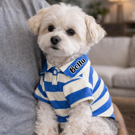 Polo rayé personnalisé pour animaux de compagnie | inCloth24