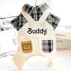 Personalized Name Pet Stylish Plaid Pet Overalls | inCloth53