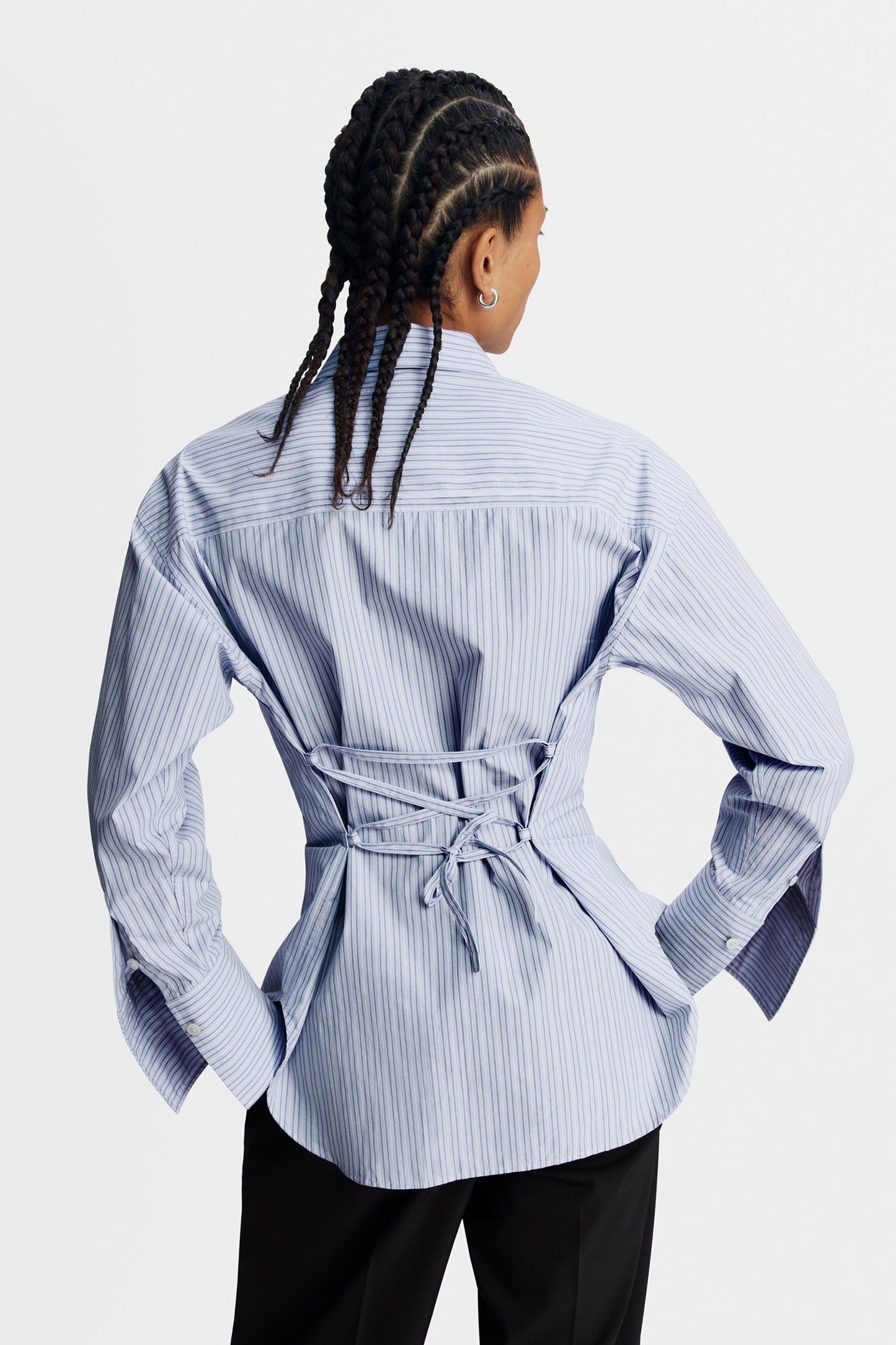 Kristina Cotton Stripe Shirt / Forget-Me-Not