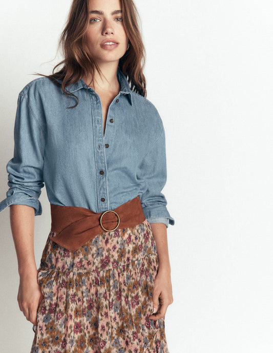 Wide Ring Waist Belt-Tan