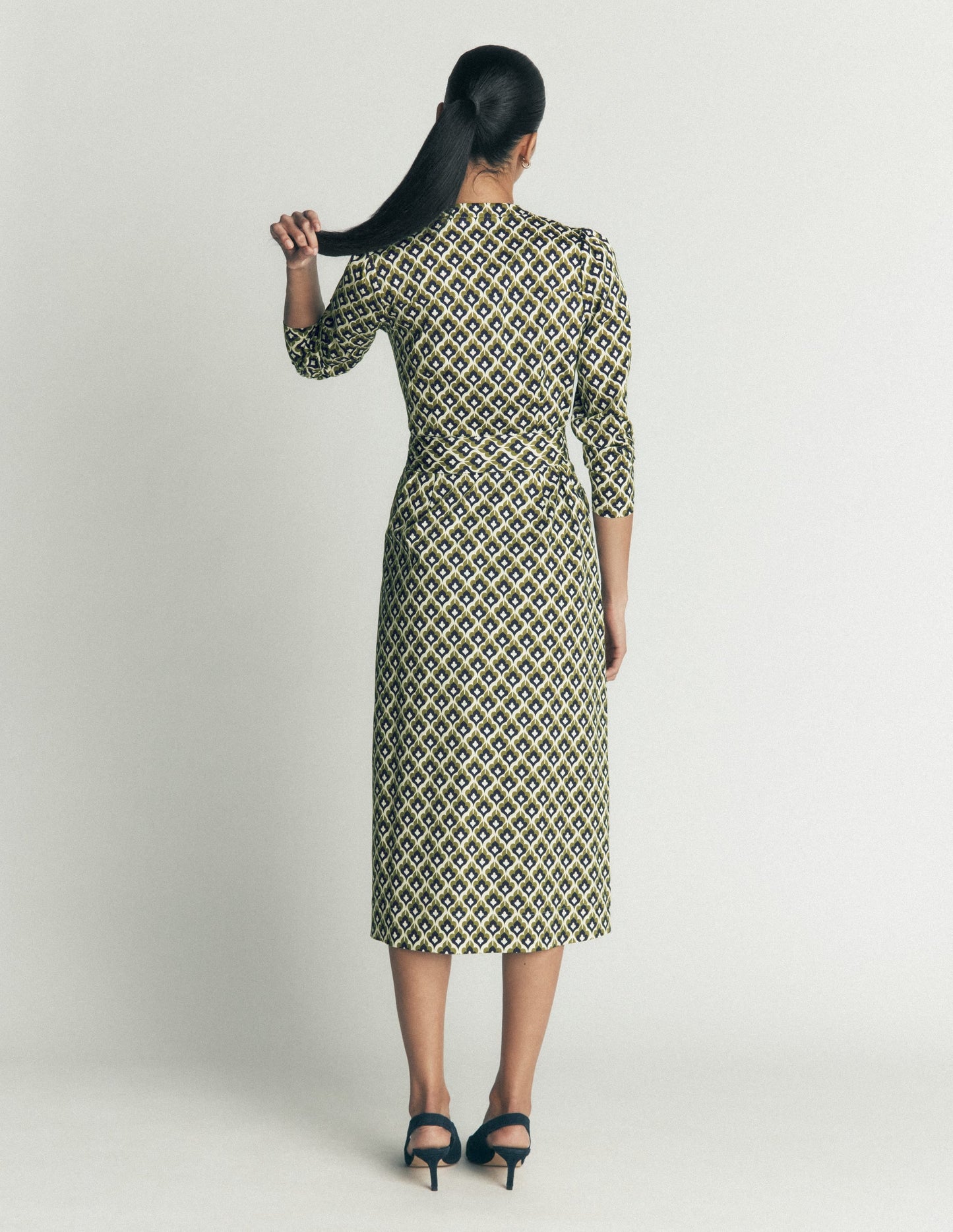Louise Midi Shirt Dress-French Navy, Geo Party
