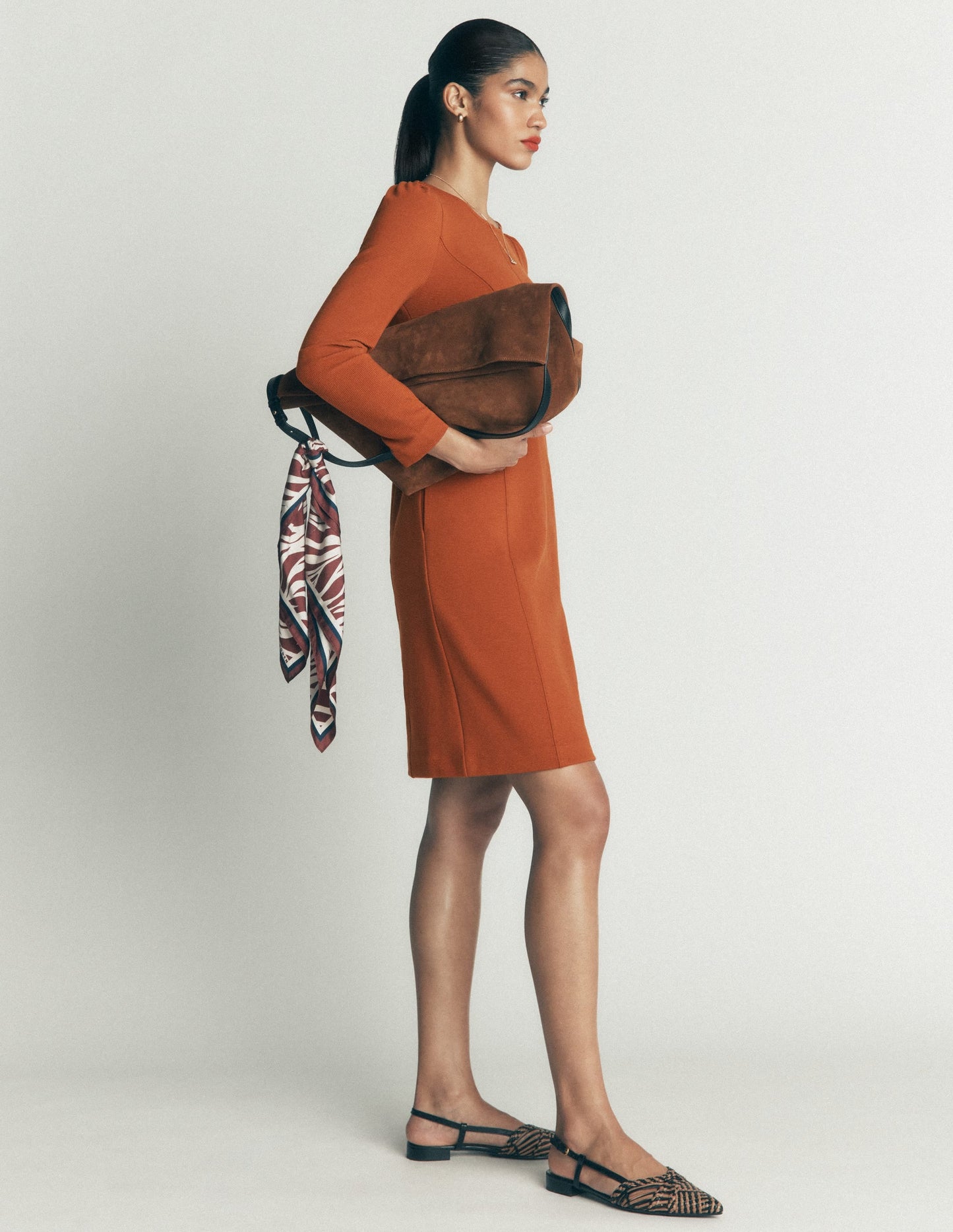 Marla Seamed Ottoman Dress-Gingerbread
