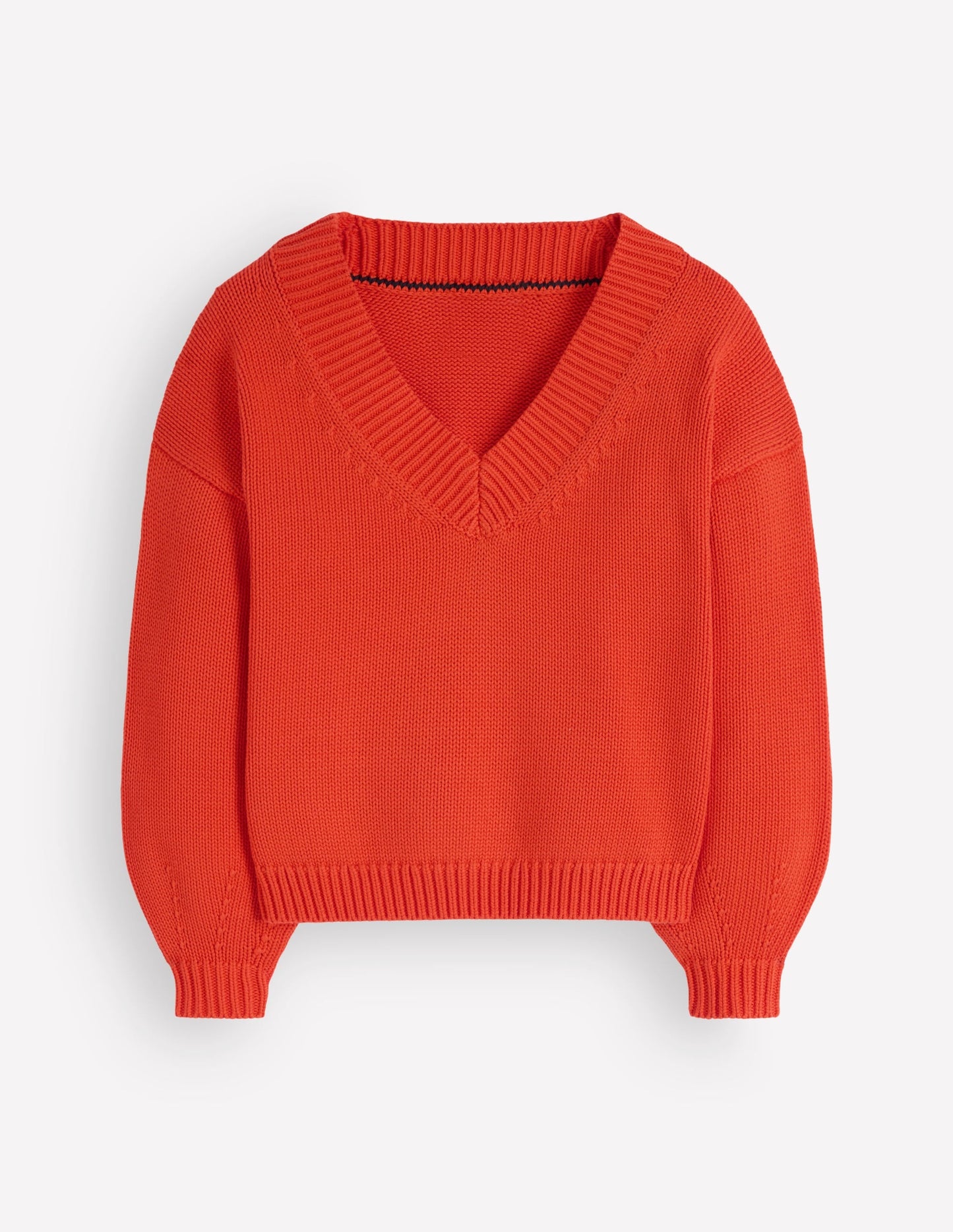 Lucy Cotton V-neck Jumper-Sunset Orange