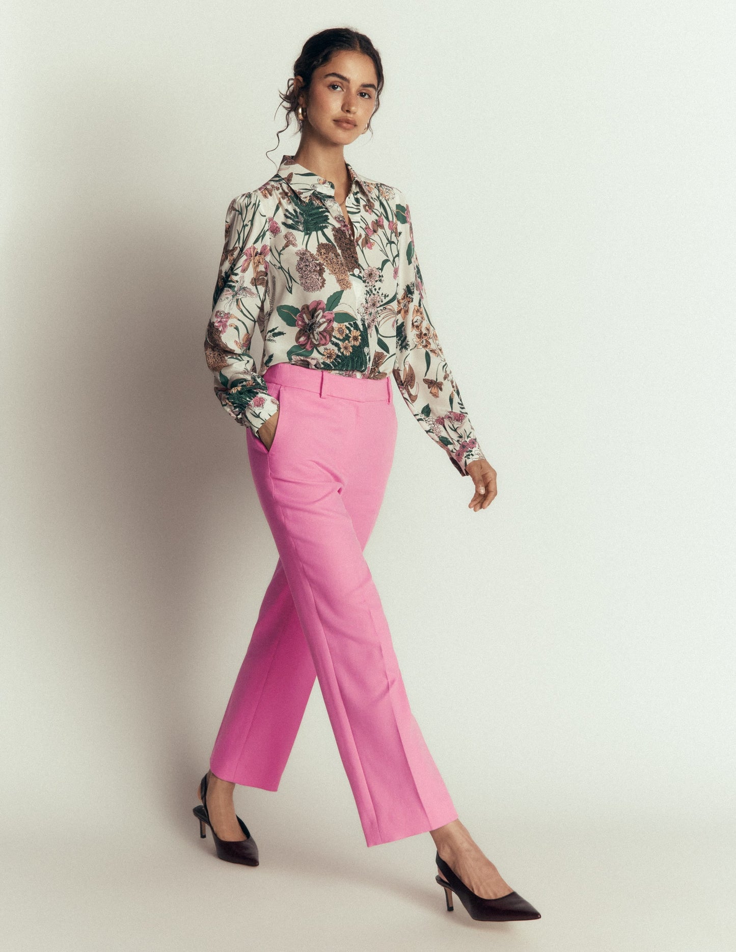 Canonbury Texture 7/8 Trousers-Wild Pink
