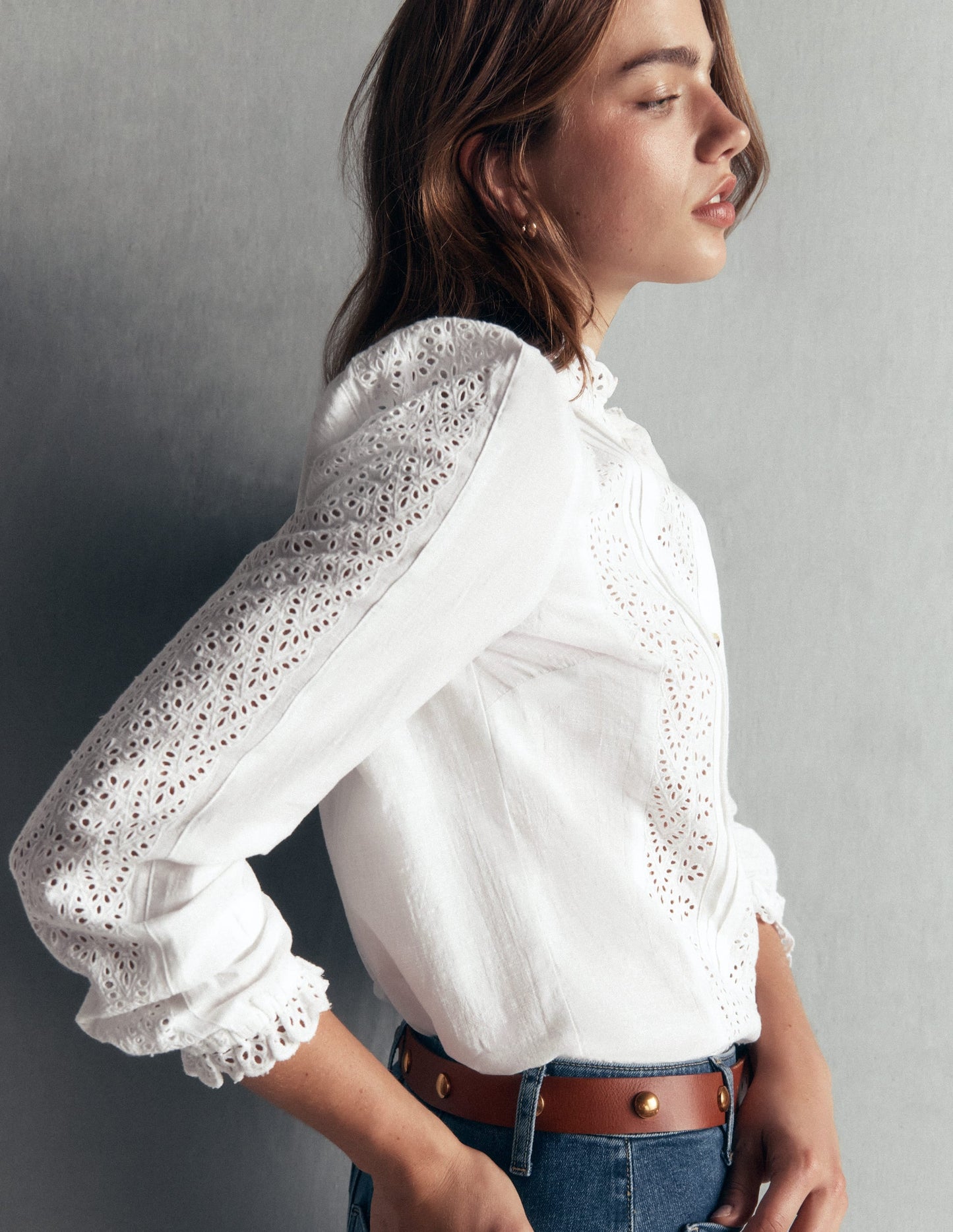 Broderie Cotton Top-Ivory Broderie