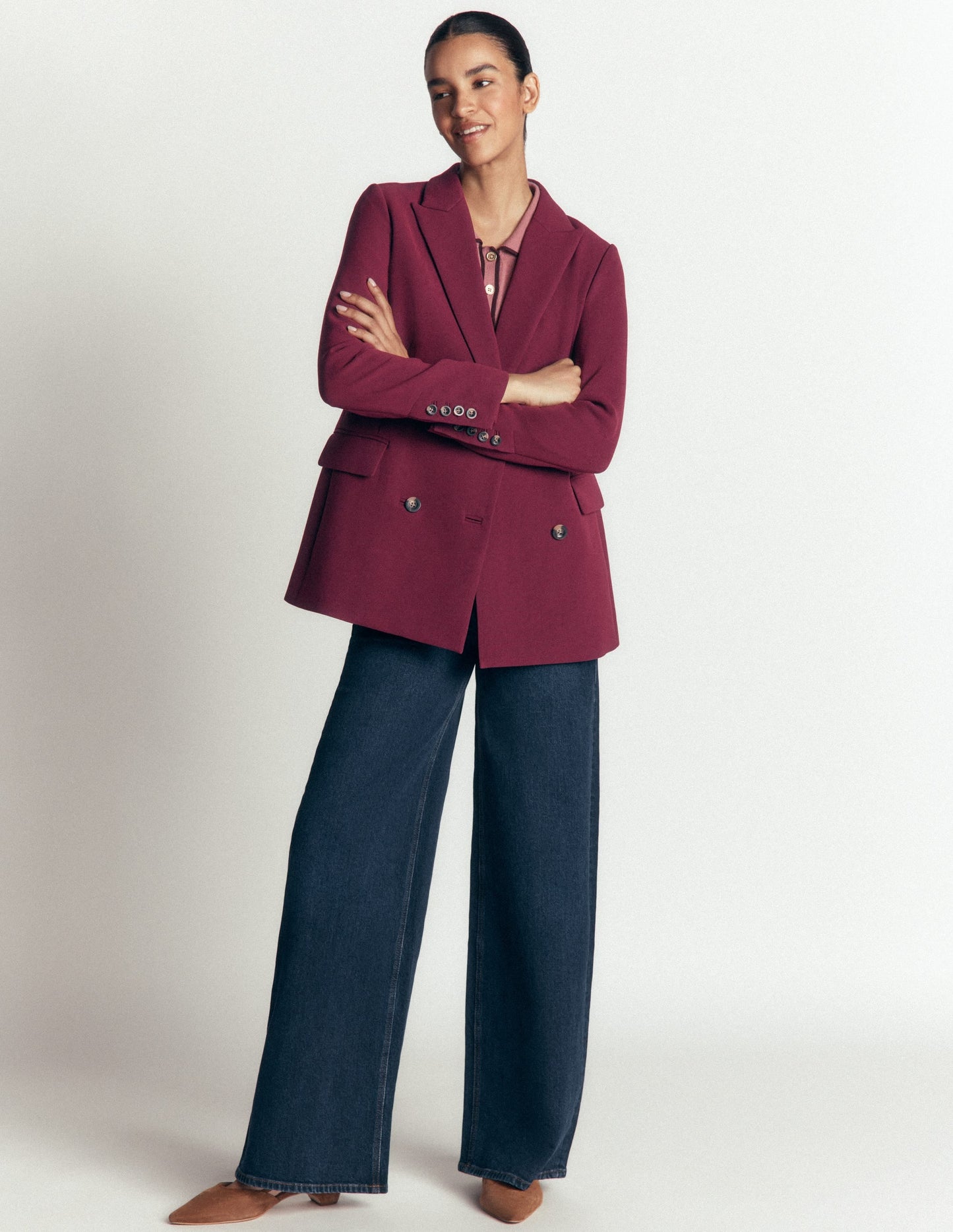 Keswick Double Breasted Blazer-Deep Wisteria
