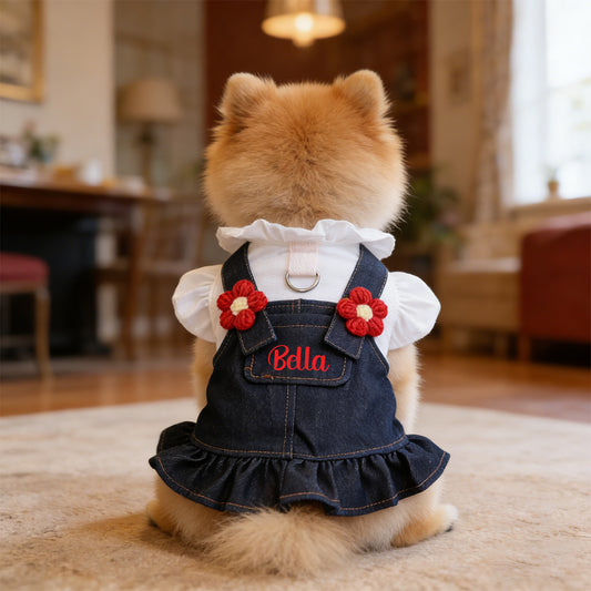 Salopette personnalisée en jean pour animaux de compagnie | inCloth18