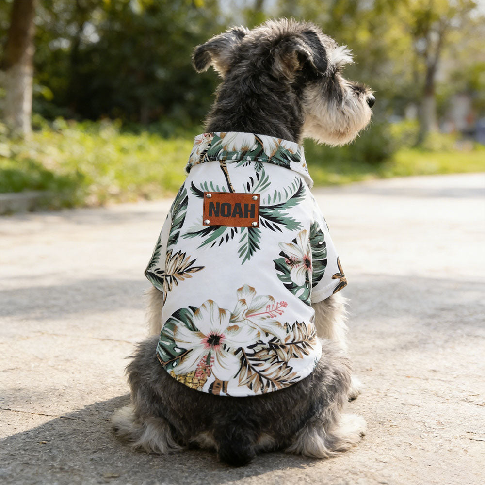 Personalized Leather Patch Name Hawaiian Pet T-shirt | inCloth57