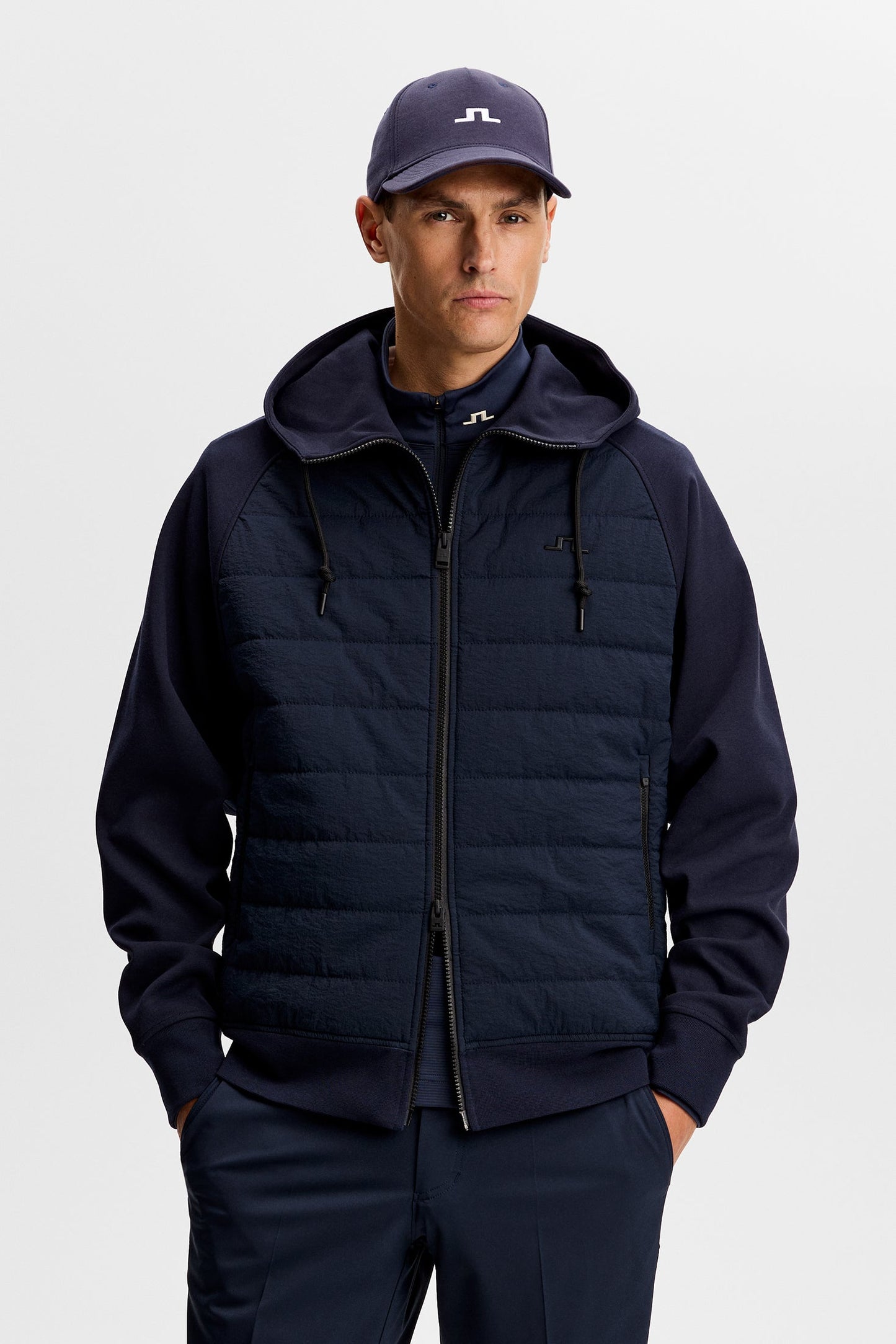 Mijo Hybrid Zip Hood Jacket / Navy