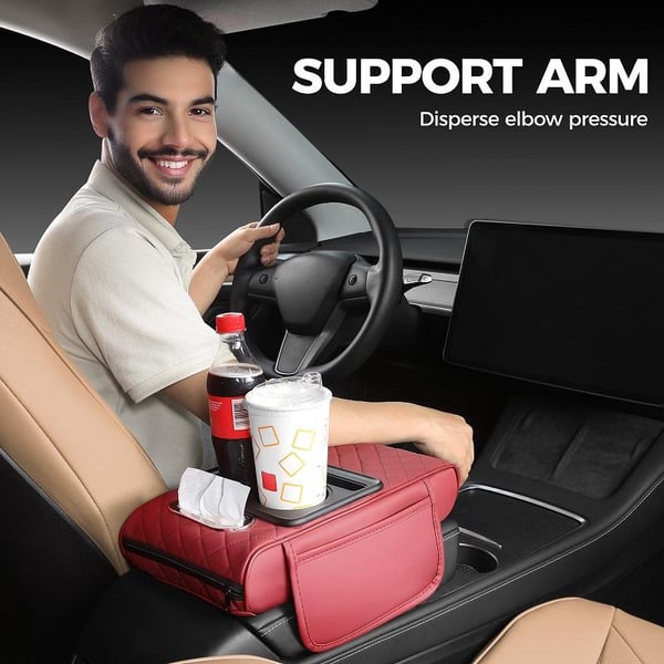 Tapis multifonctionnel en cuir PU pour accoudoir de voiture