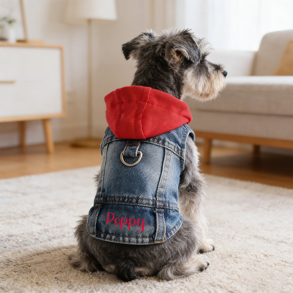 Veste à capuche en jean personnalisée pour animaux de compagnie | inCloth60