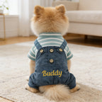 Personalized Embroidered Name Pet Striped Pet Overalls | inCloth52