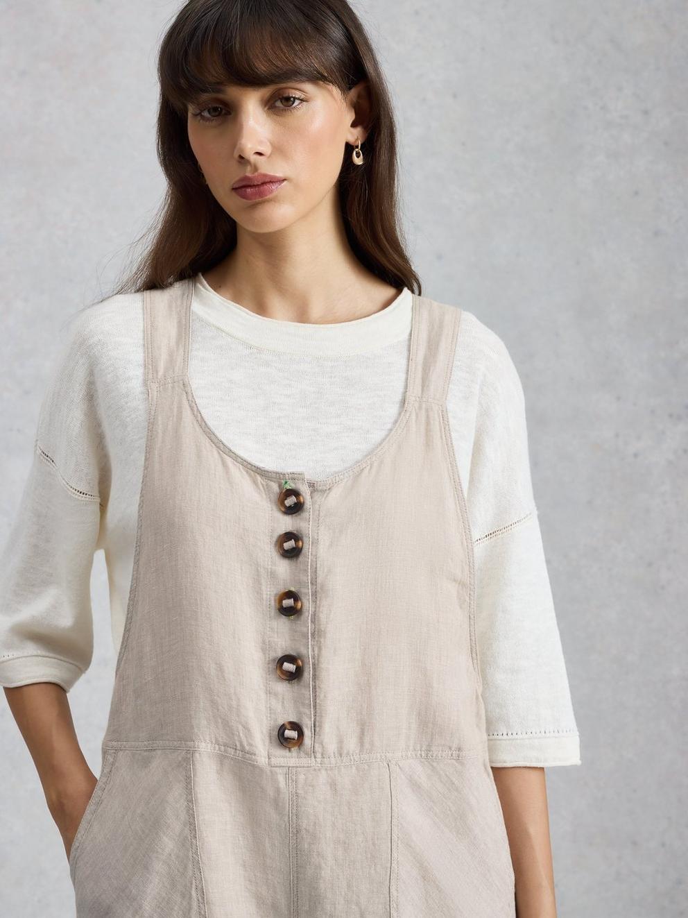 Viola Sleeveless Linen Dungaree