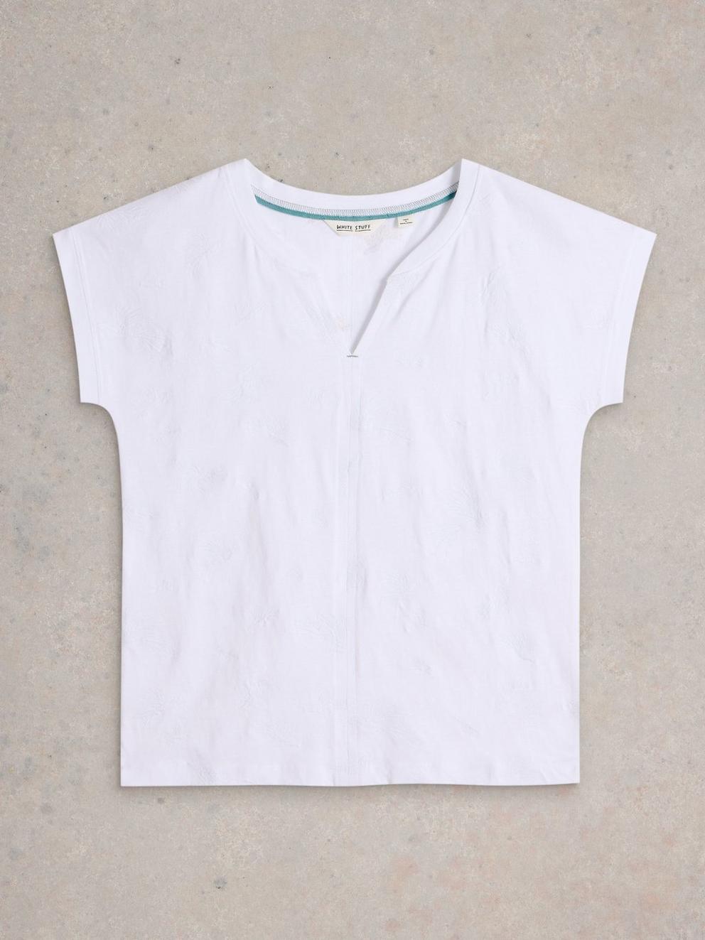 Nelly Embroidered Notch Neck Tee