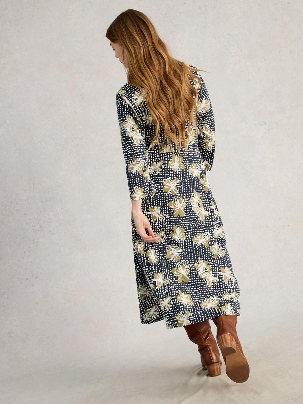 Rua Jersey Collared Shirt Dress Midi