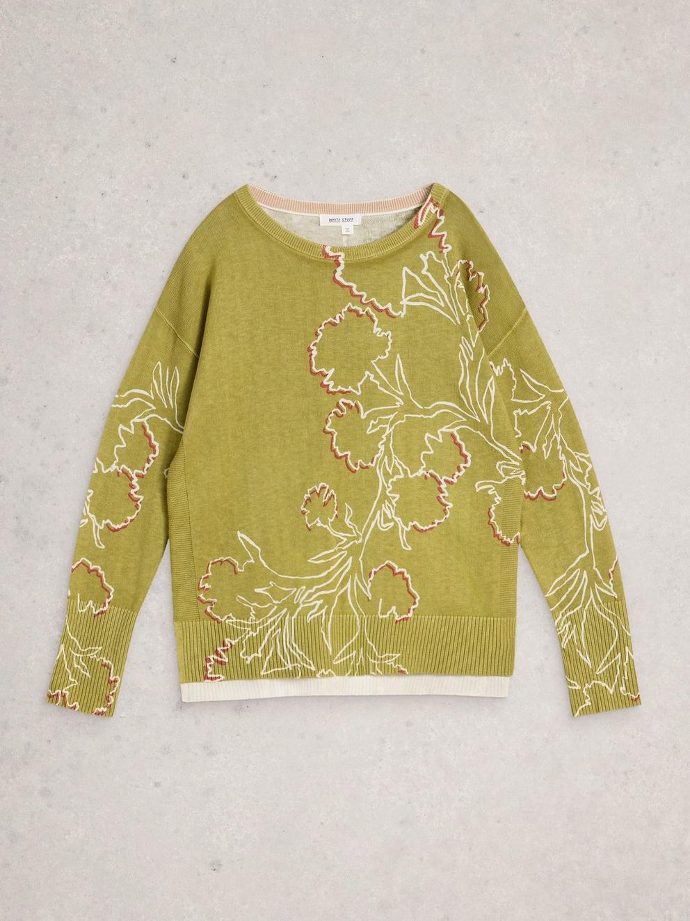 Olive Print Crew Neck Jumper