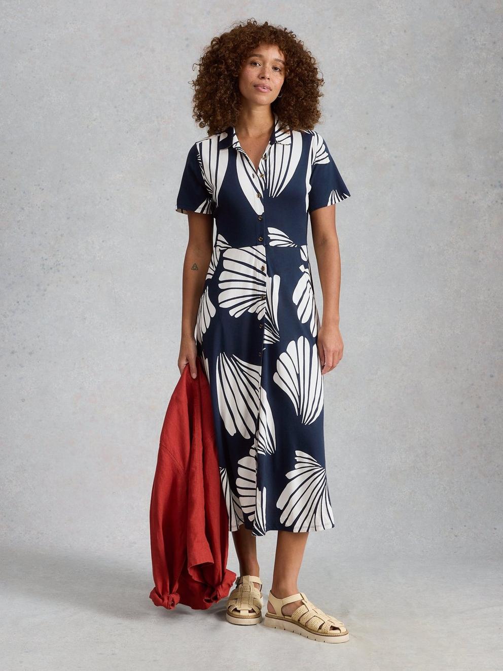 Rua Jersey Collared Midi Dress