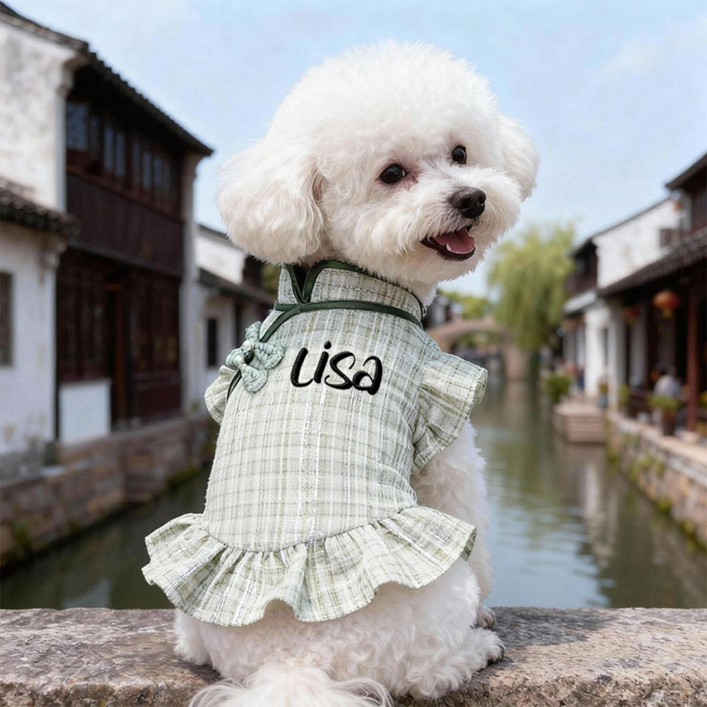 Robe élégante personnalisée pour animaux de compagnie avec nom brodé | inCloth09