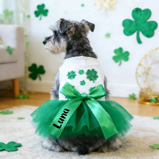 Robe personnalisée Patricks Day porte-bonheur pour animaux de compagnie | inCloth11