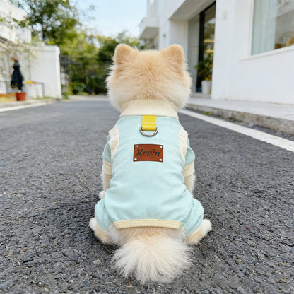 Personalized Leather Patch Name Breathable Summer Pet Jumpsuit  | inCloth64