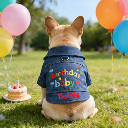 Personalized Embroidered Name Pet Birthday Denim Jacket  | inCloth68