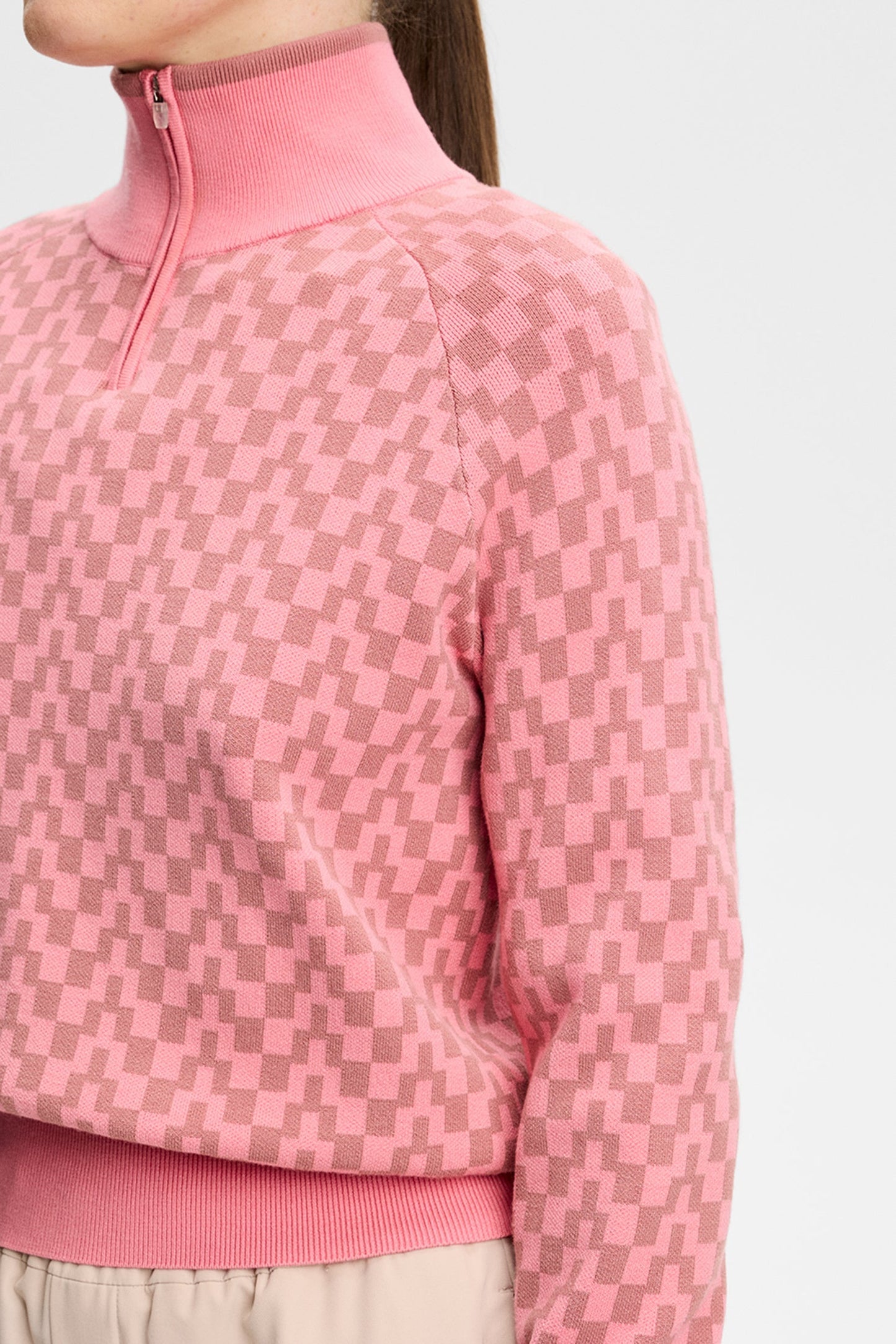 Kerla Knitted Zip Sweater / Bridge Stack Rose M