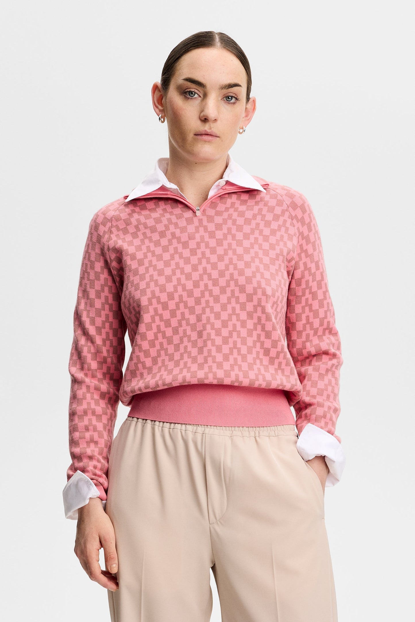 Kerla Knitted Zip Sweater / Bridge Stack Rose M