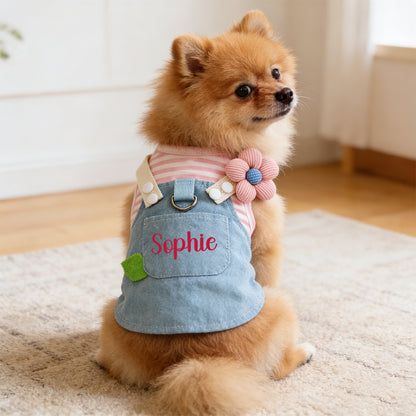 Personalized Name Pet Denim Overalls Dress  | inCloth49