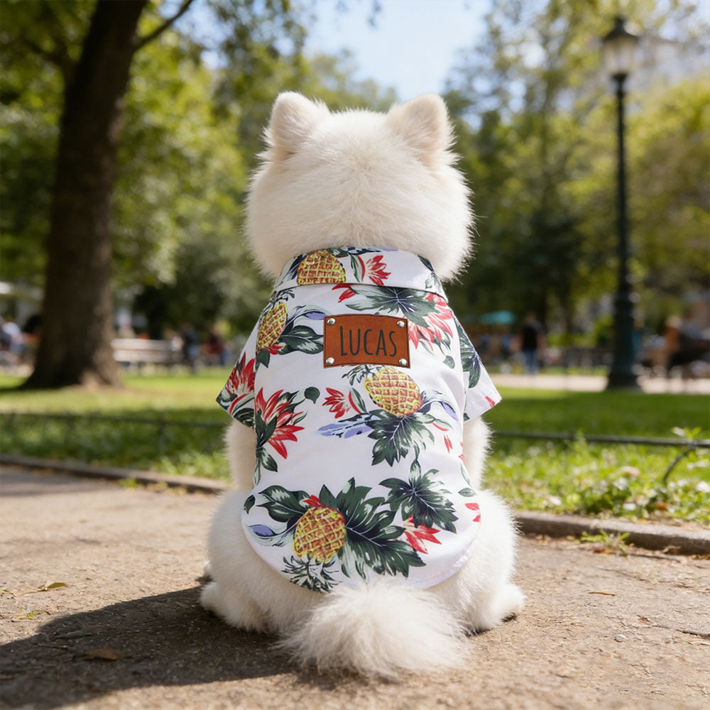 Personalized Leather Patch Name Hawaiian Pet T-shirt | inCloth57