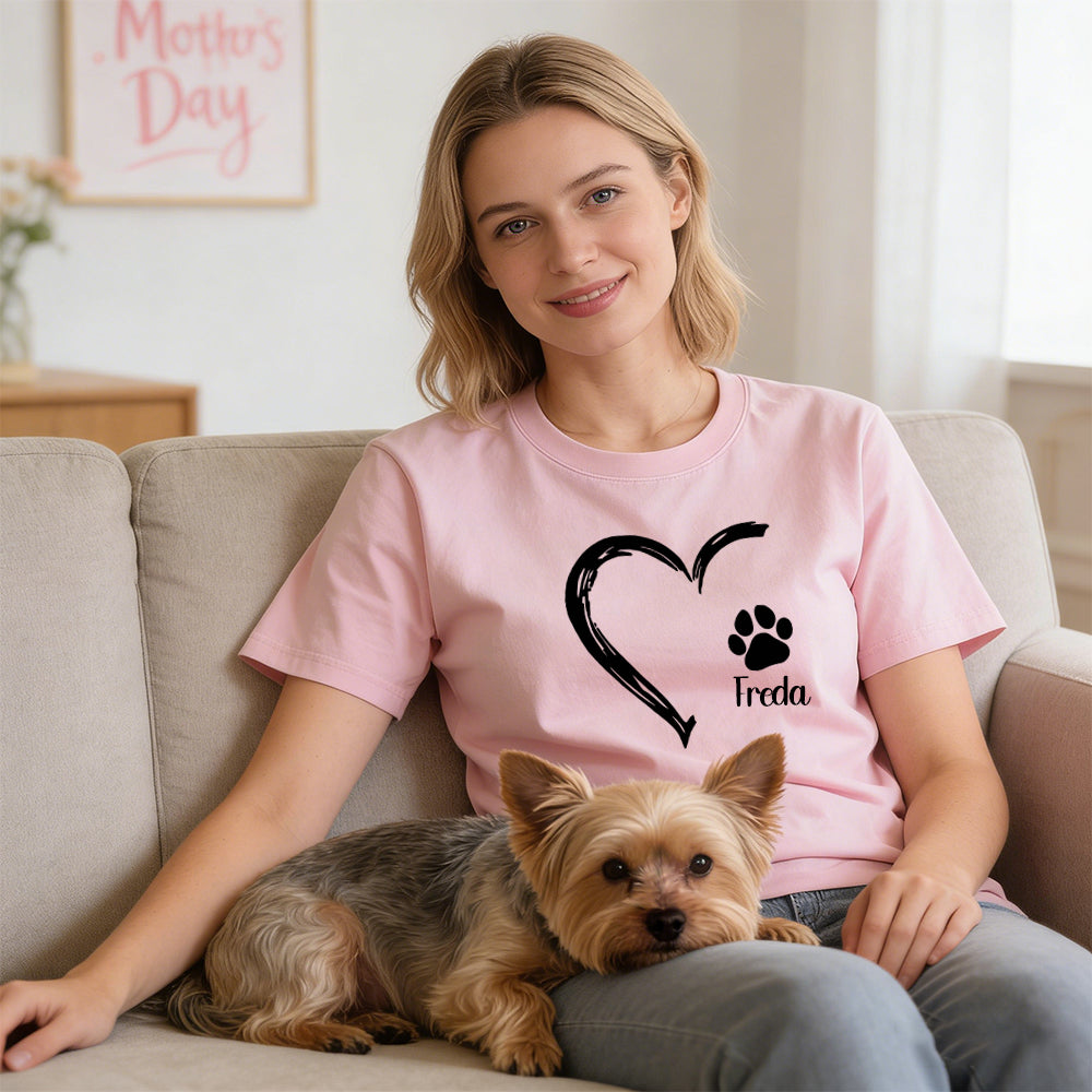 T-Shirt Cœur Personnalisé Fête des Mères pour Maman d'Animal | inCloth58