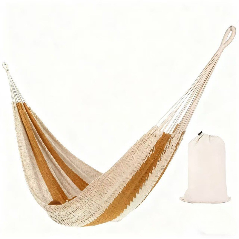 Double Cotton Hammock with Hand-Woven Design - Portable & Breathable