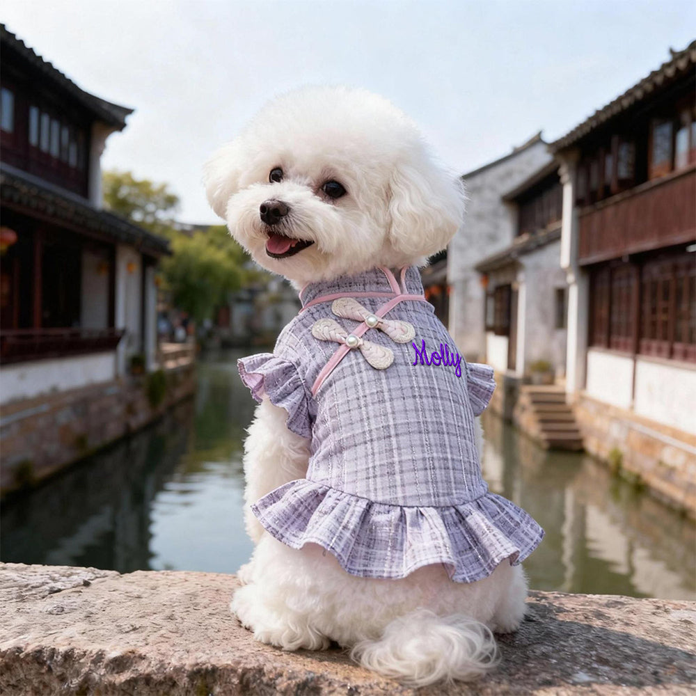 Robe élégante personnalisée pour animaux de compagnie avec nom brodé | inCloth09