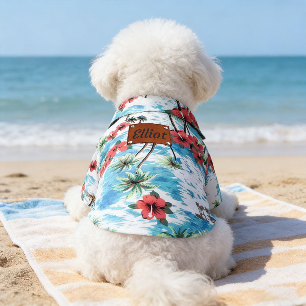 Personalized Leather Patch Name Hawaiian Pet T-shirt | inCloth57