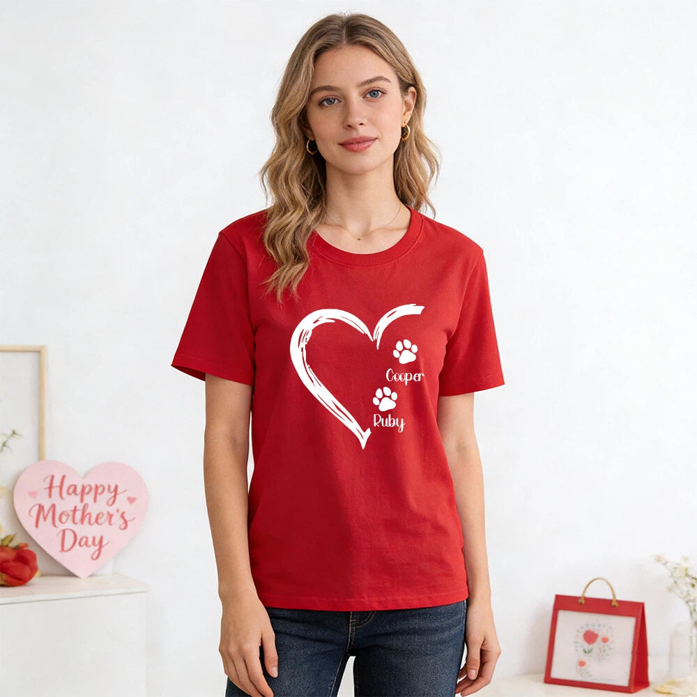 T-Shirt Cœur Personnalisé Fête des Mères pour Maman d'Animal | inCloth58