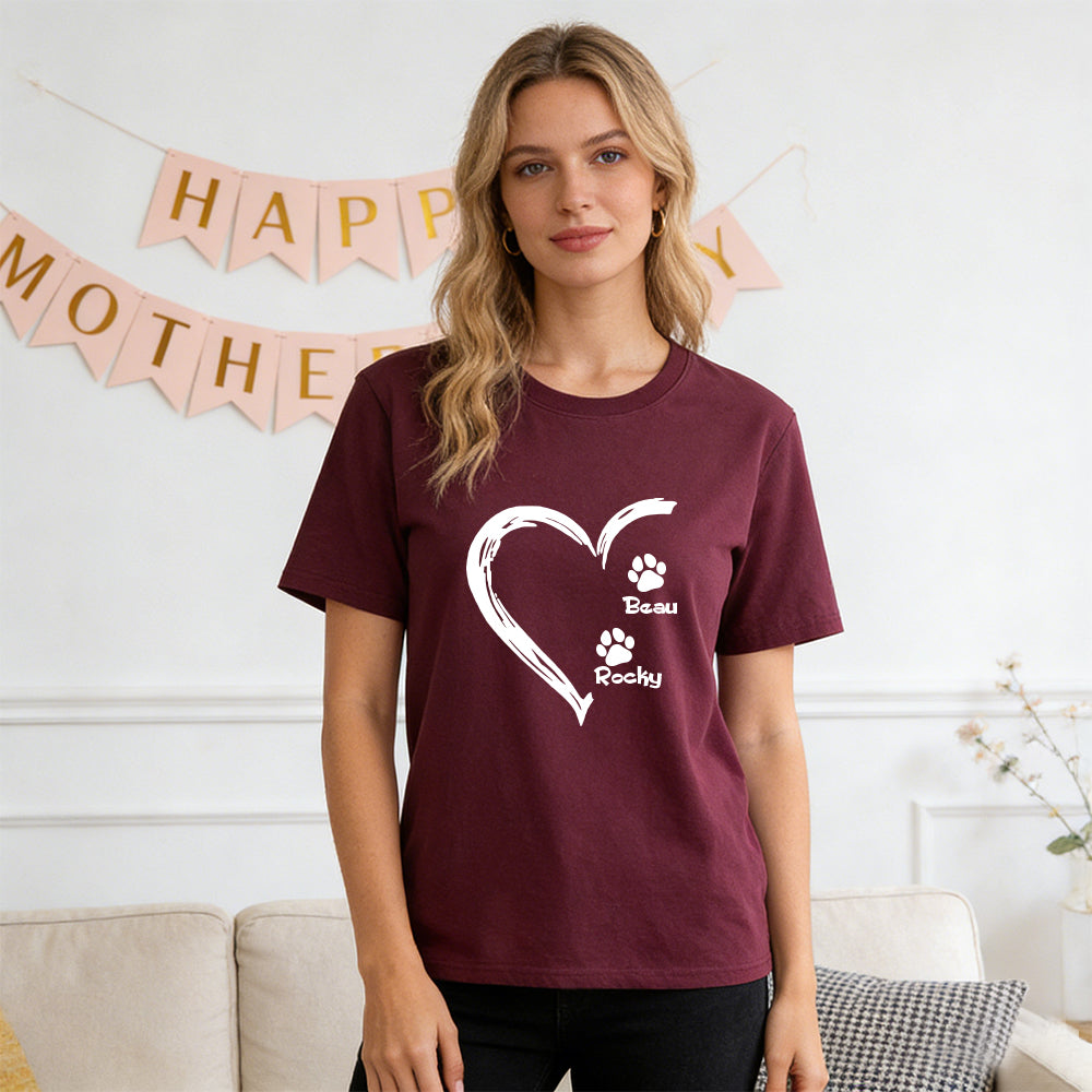 T-Shirt Cœur Personnalisé Fête des Mères pour Maman d'Animal | inCloth58