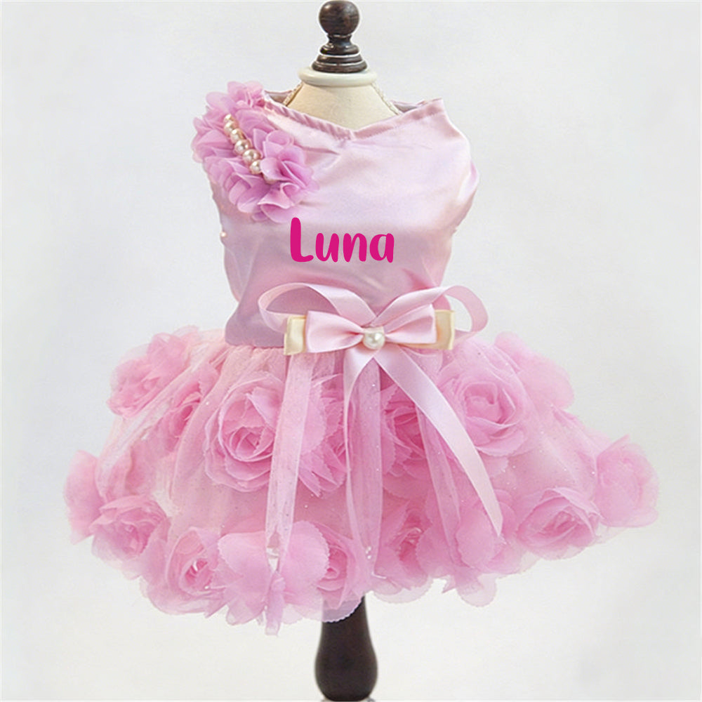 Personalisiertes Haustier-Satinprinzessinnenkleid mit Namen | inCloth50