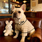 Personalized Embroidered Name Cotton-Linen Plaid Dog Pajamas | inCloth70